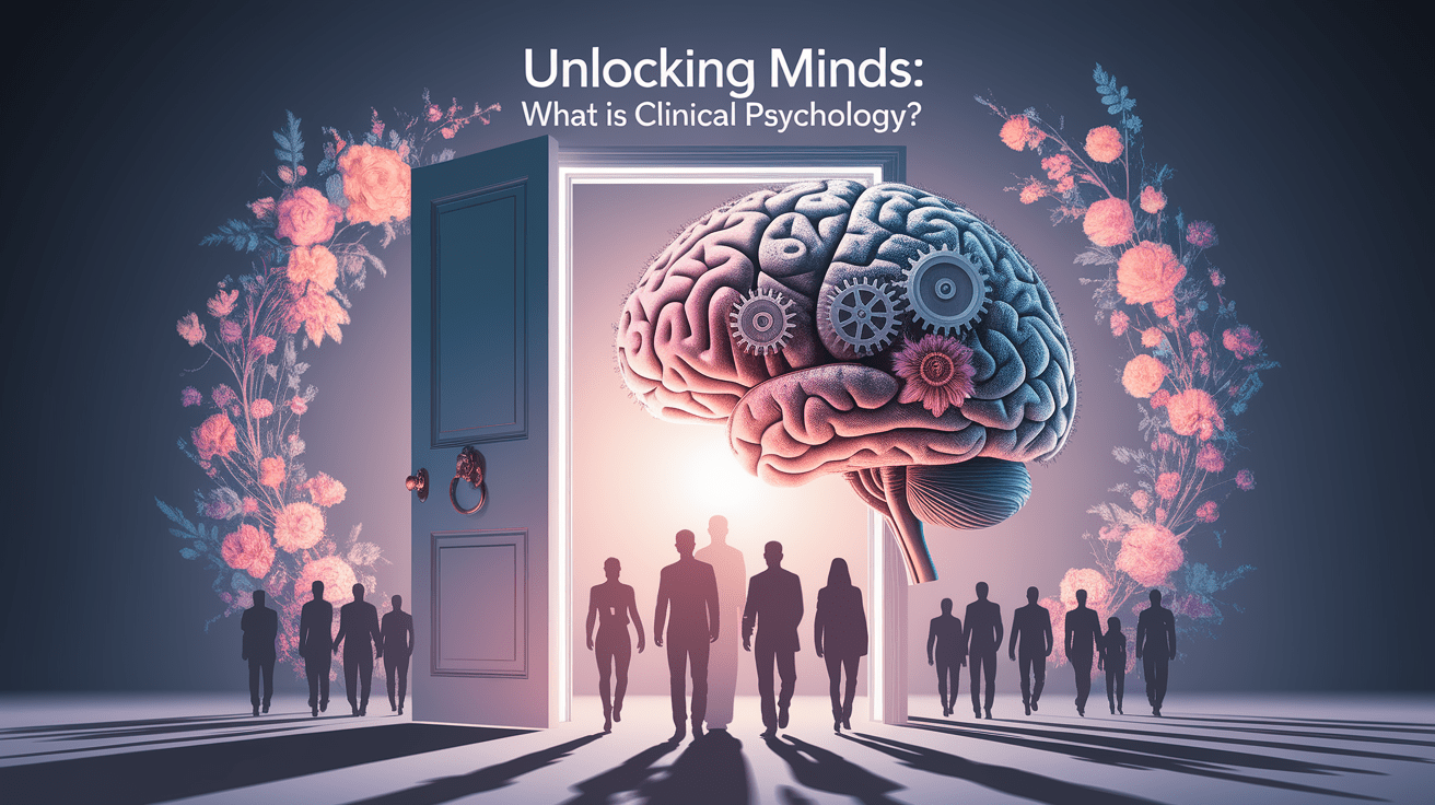 A conceptual illustration representing Unlocking Minds: What is Clinical Psychology?. Visualize the main ideas: . Creative but clear representation of the concept. Style: photorealistic. high quality, detailed, professional, clean composition, good lighting, sharp focus, well-composed. high quality, professional, detailed, well-composed