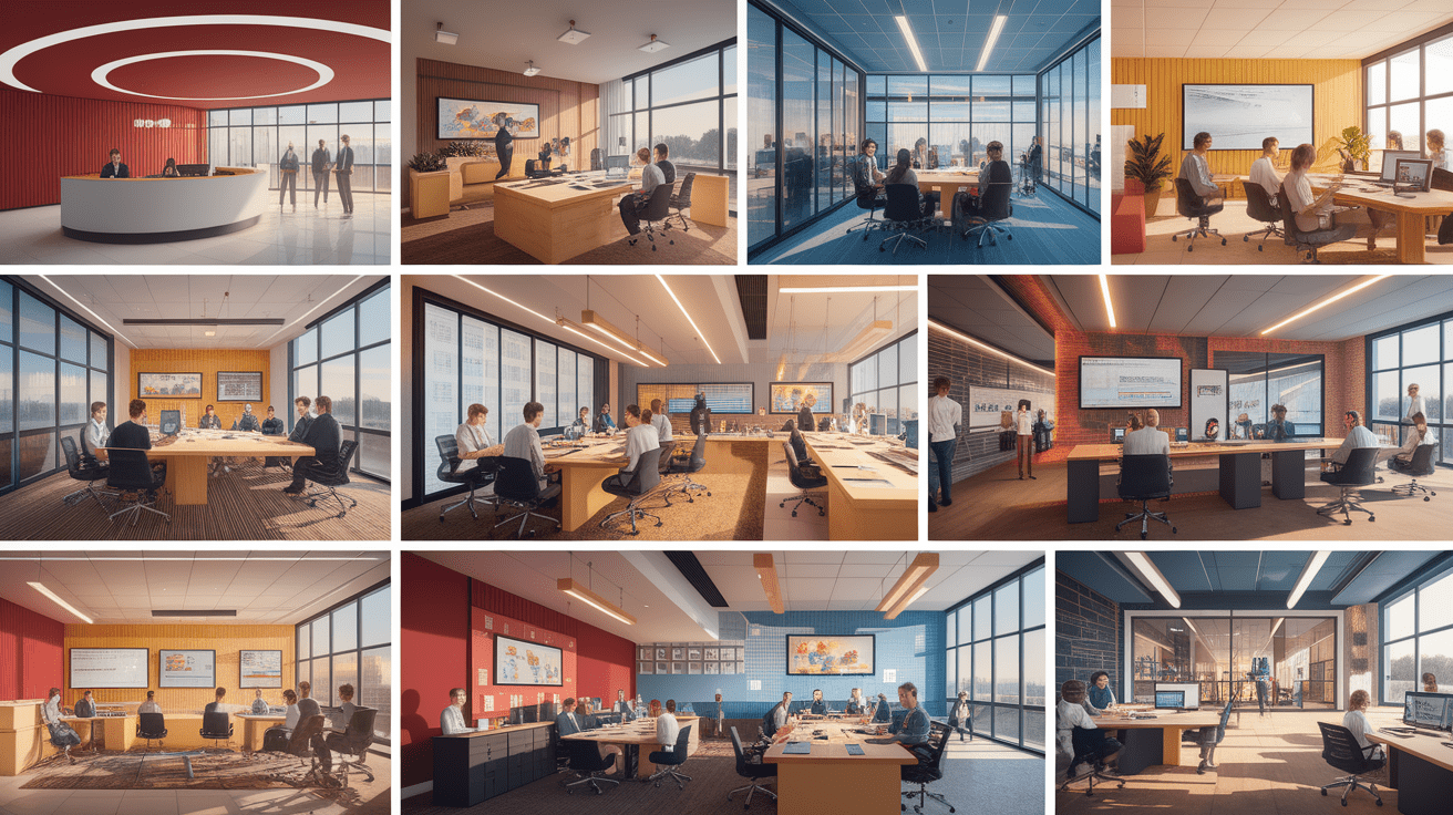 A conceptual illustration representing Typical Work Settings for LPAs. Visualize the main ideas: . Creative but clear representation of the concept. Style: photorealistic. high quality, detailed, professional, clean composition, good lighting, sharp focus, well-composed. high quality, professional, detailed, well-composed