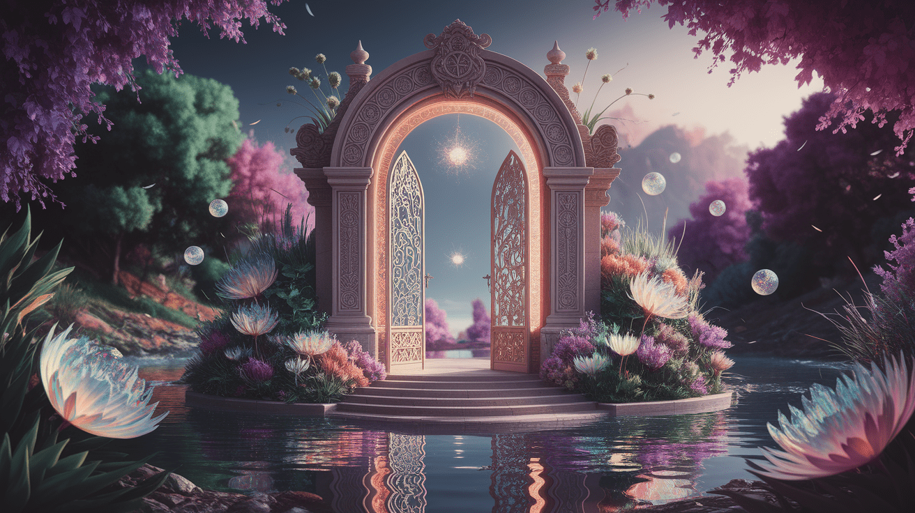 A conceptual illustration representing Gateway to Deeper Senses: Introduction. Visualize the main ideas: . Creative but clear representation of the concept. Style: photorealistic. high quality, detailed, professional, clean composition, good lighting, sharp focus, well-composed. high quality, professional, detailed, well-composed