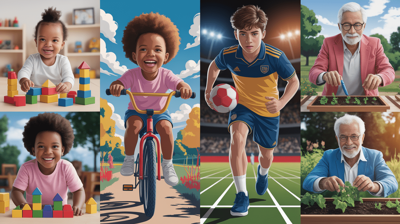 A conceptual illustration representing Playful Beginnings: Why Play Matters at Every Age. Visualize the main ideas: . Creative but clear representation of the concept. Style: photorealistic. high quality, detailed, professional, clean composition, good lighting, sharp focus, well-composed. high quality, professional, detailed, well-composed