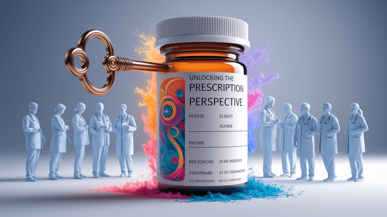 A conceptual illustration representing Unlocking the Prescription Perspective. Visualize the main ideas: . Creative but clear representation of the concept. Style: photorealistic. high quality, detailed, professional, clean composition, good lighting, sharp focus, well-composed. high quality, professional, detailed, well-composed