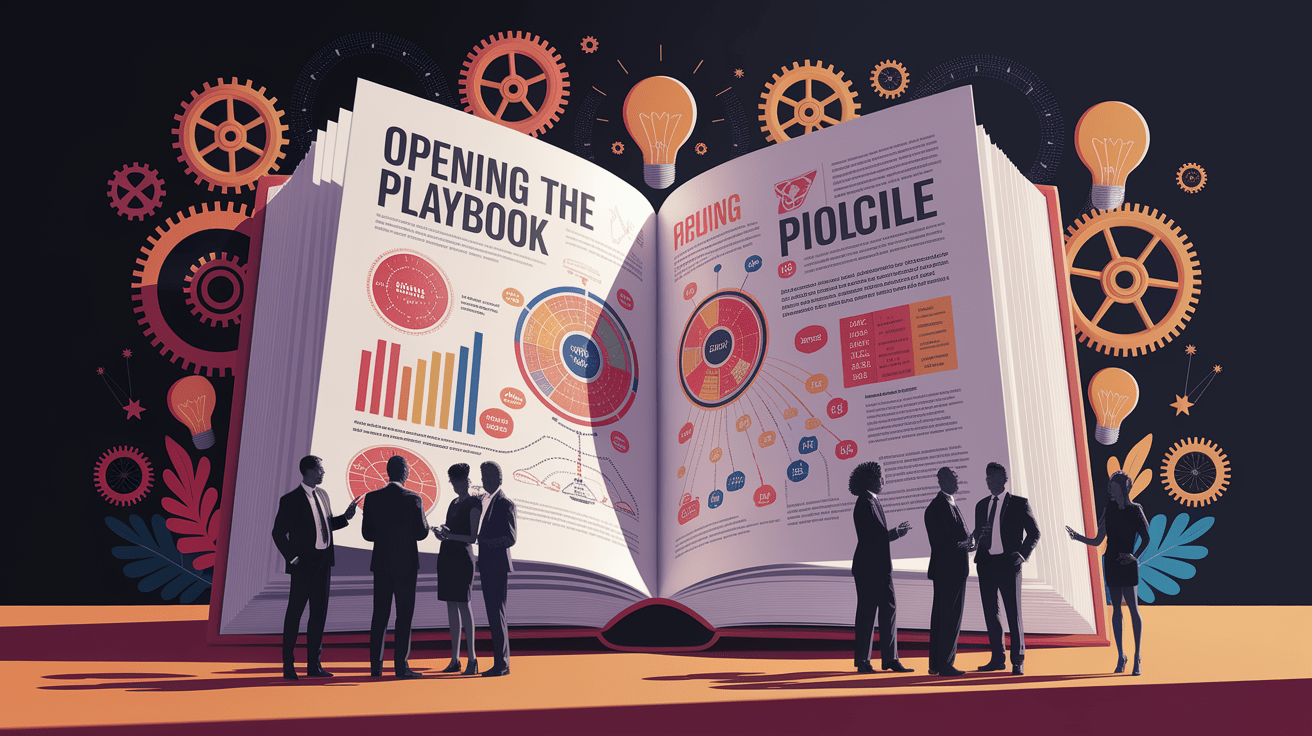 A conceptual illustration representing Opening the Policy Playbook. Visualize the main ideas: . Creative but clear representation of the concept. Style: photorealistic. high quality, detailed, professional, clean composition, good lighting, sharp focus, well-composed. high quality, professional, detailed, well-composed