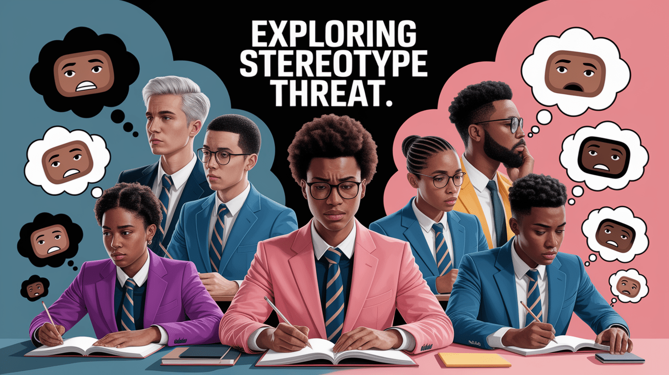 A conceptual illustration representing Exploring Stereotype Threat. Visualize the main ideas: . Creative but clear representation of the concept. Style: photorealistic. high quality, detailed, professional, clean composition, good lighting, sharp focus, well-composed. high quality, professional, detailed, well-composed