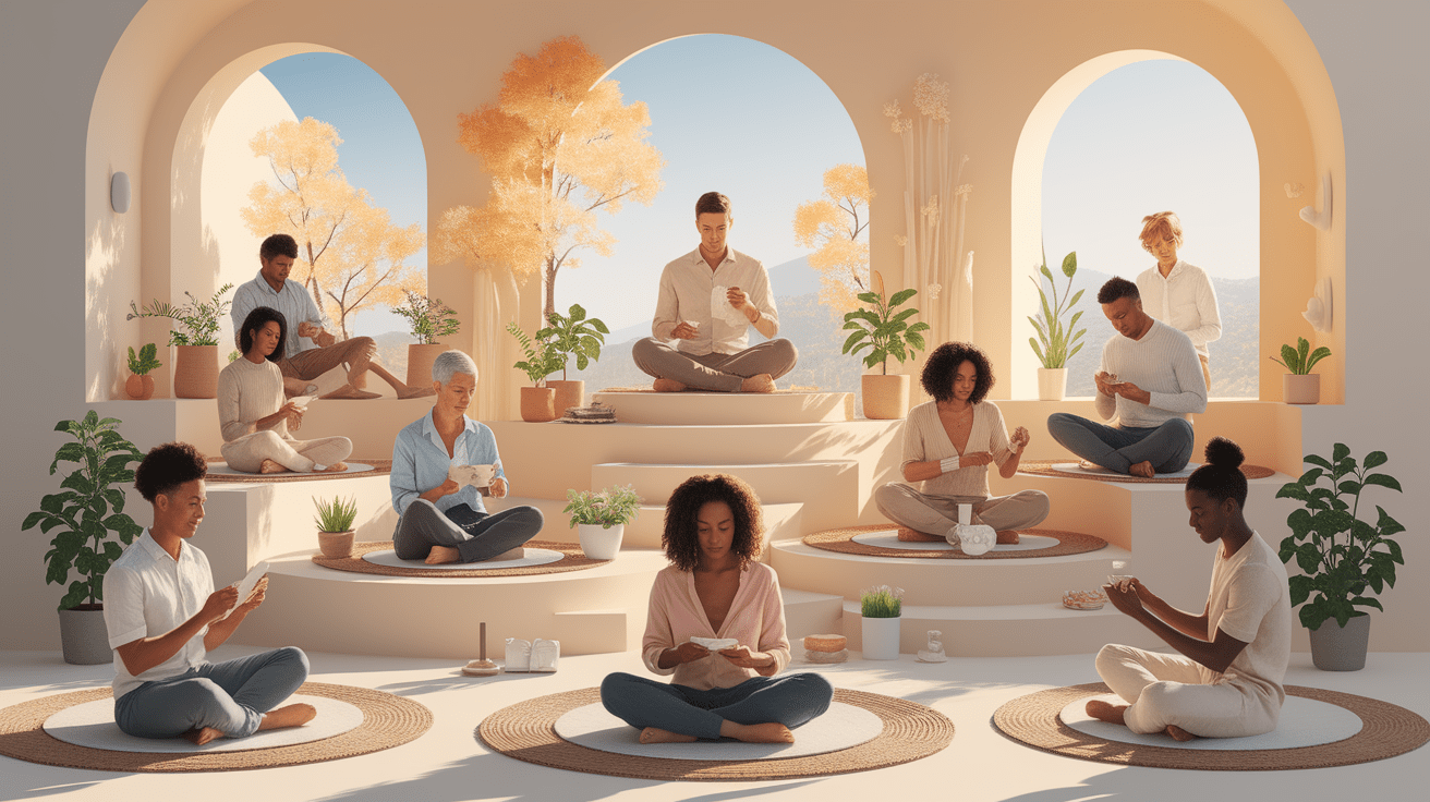 A conceptual illustration representing The Psychology Behind Micro-Rituals. Visualize the main ideas: . Creative but clear representation of the concept. Style: photorealistic. high quality, detailed, professional, clean composition, good lighting, sharp focus, well-composed. high quality, professional, detailed, well-composed