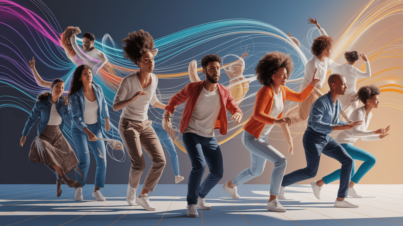 A conceptual illustration representing Defining Collective Flow. Visualize the main ideas: . Creative but clear representation of the concept. Style: photorealistic. high quality, detailed, professional, clean composition, good lighting, sharp focus, well-composed. high quality, professional, detailed, well-composed