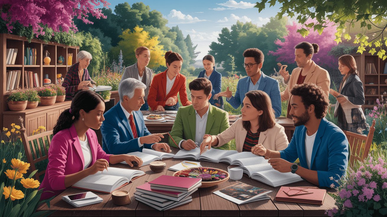 A conceptual illustration representing Cultivating Humble Minds: Educational and Cultural Implications. Visualize the main ideas: . Creative but clear representation of the concept. Style: photorealistic. high quality, detailed, professional, clean composition, good lighting, sharp focus, well-composed. high quality, professional, detailed, well-composed