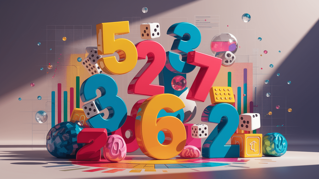 A conceptual illustration representing Numbers at Play: Framing Risk Through Numeracy. Visualize the main ideas: . Creative but clear representation of the concept. Style: photorealistic. high quality, detailed, professional, clean composition, good lighting, sharp focus, well-composed. high quality, professional, detailed, well-composed