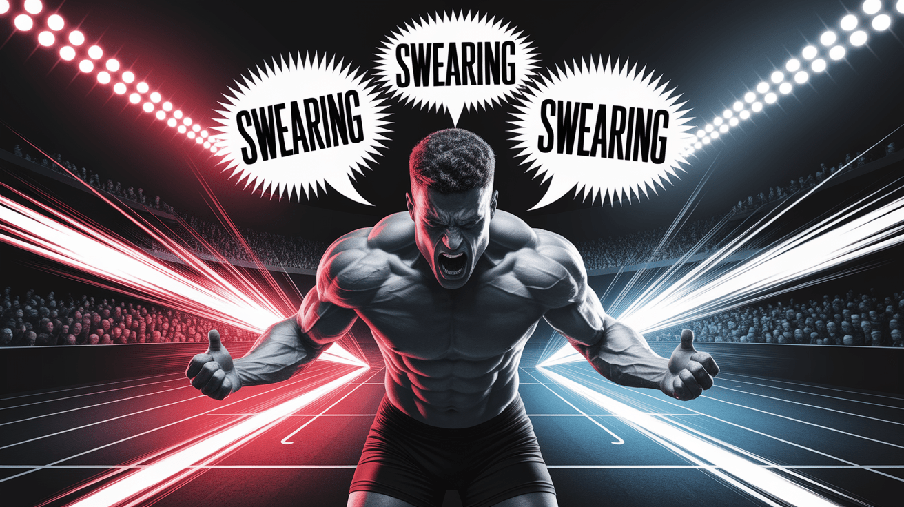 A conceptual illustration representing Swearing and Performance Enhancement. Visualize the main ideas: . Creative but clear representation of the concept. Style: photorealistic. high quality, detailed, professional, clean composition, good lighting, sharp focus, well-composed. high quality, professional, detailed, well-composed