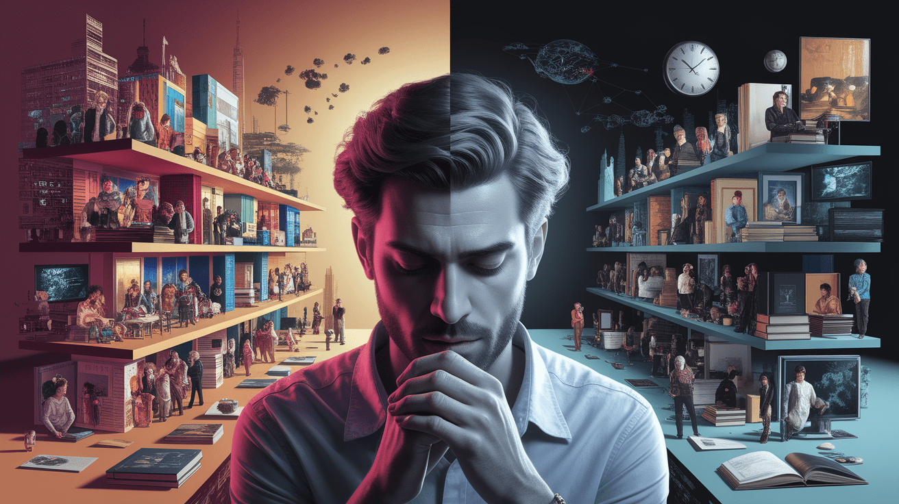 A conceptual illustration representing Contextual and Individual Factors. Visualize the main ideas: . Creative but clear representation of the concept. Style: photorealistic. high quality, detailed, professional, clean composition, good lighting, sharp focus, well-composed. high quality, professional, detailed, well-composed