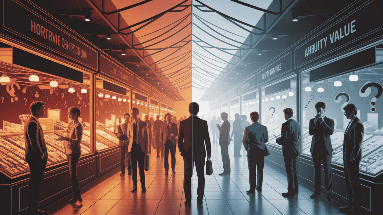 A conceptual illustration representing The Ambiguity Effect: When Uncertainty Trumps Value. Visualize the main ideas: . Creative but clear representation of the concept. Style: photorealistic. high quality, detailed, professional, clean composition, good lighting, sharp focus, well-composed. high quality, professional, detailed, well-composed