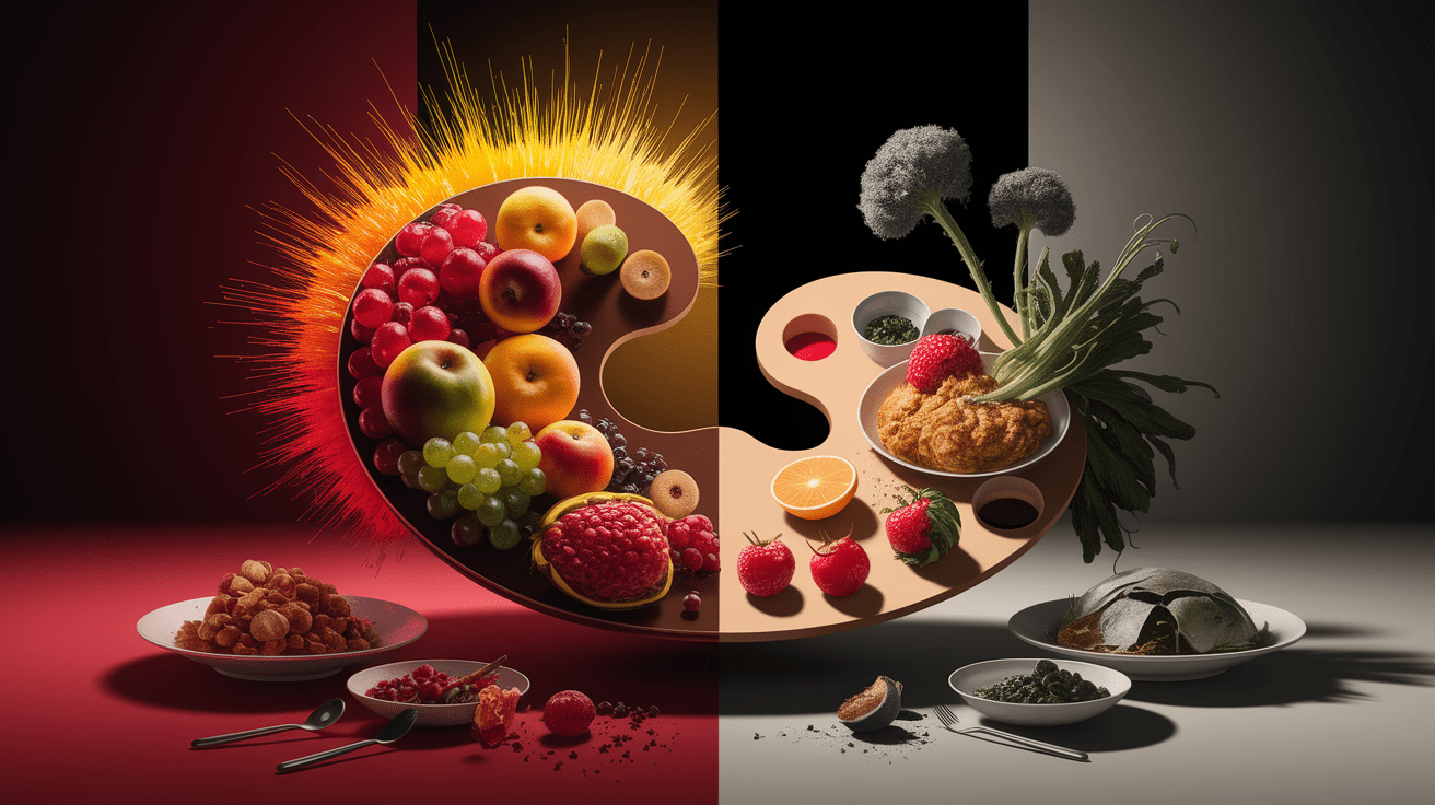 A conceptual illustration representing Individual Ambiguity Tastes: Aversion and Appetite. Visualize the main ideas: . Creative but clear representation of the concept. Style: photorealistic. high quality, detailed, professional, clean composition, good lighting, sharp focus, well-composed. high quality, professional, detailed, well-composed