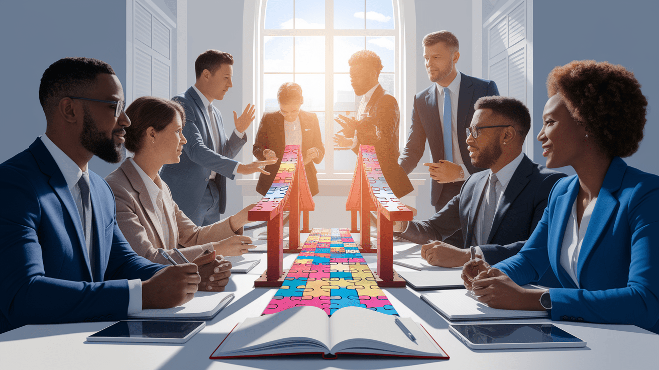 A conceptual illustration representing Actionable Strategies for Rebuilding Trust. Visualize the main ideas: . Creative but clear representation of the concept. Style: photorealistic. high quality, detailed, professional, clean composition, good lighting, sharp focus, well-composed. high quality, professional, detailed, well-composed