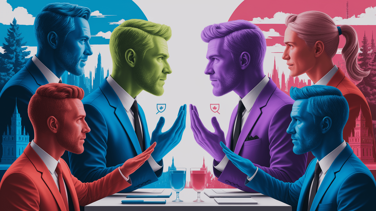 A conceptual illustration representing Conflict Management Styles and Their Impact. Visualize the main ideas: . Creative but clear representation of the concept. Style: photorealistic. high quality, detailed, professional, clean composition, good lighting, sharp focus, well-composed. high quality, professional, detailed, well-composed