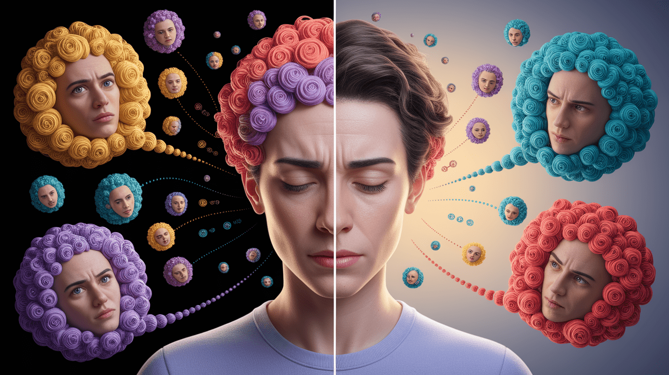 A conceptual illustration representing Emotions in Dialogue: Inner Speech and Emotional Regulation. Visualize the main ideas: . Creative but clear representation of the concept. Style: photorealistic. high quality, detailed, professional, clean composition, good lighting, sharp focus, well-composed. high quality, professional, detailed, well-composed