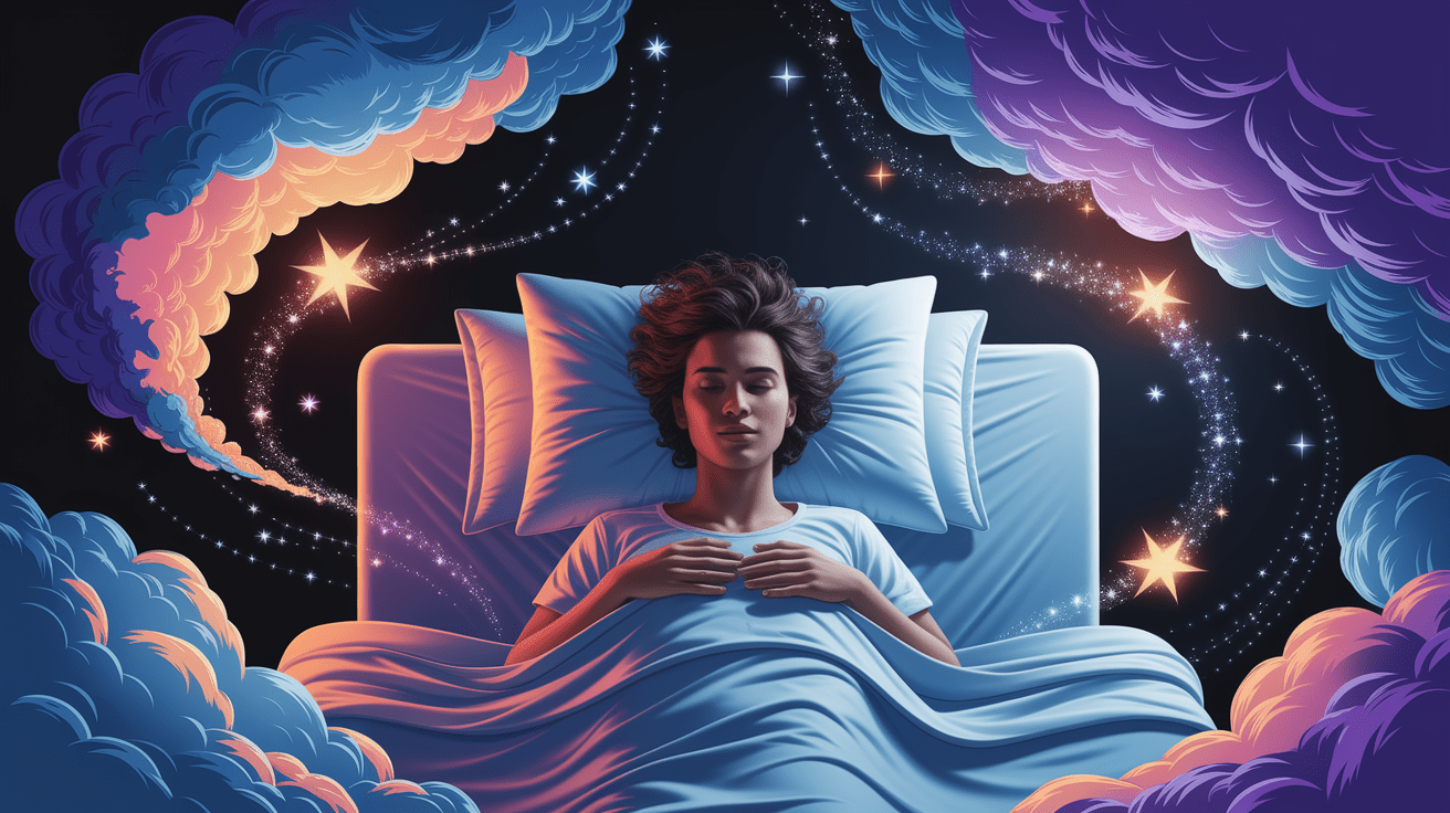 A conceptual illustration representing Training Your Dream Mind: Techniques for Lucid Induction. Visualize the main ideas: . Creative but clear representation of the concept. Style: photorealistic. high quality, detailed, professional, clean composition, good lighting, sharp focus, well-composed. high quality, professional, detailed, well-composed