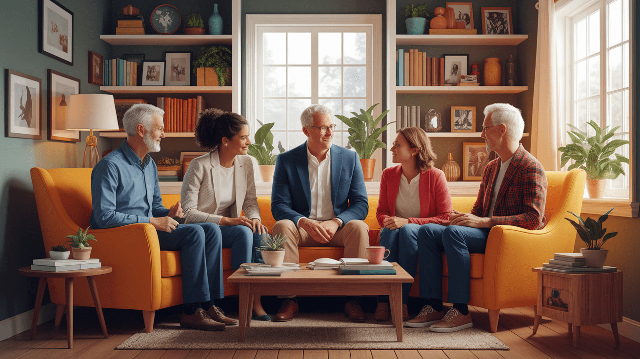 A conceptual illustration representing Opening the Conversation: Why Generational Psychology Matters. Visualize the main ideas: . Creative but clear representation of the concept. Style: photorealistic. high quality, detailed, professional, clean composition, good lighting, sharp focus, well-composed. high quality, professional, detailed, well-composed