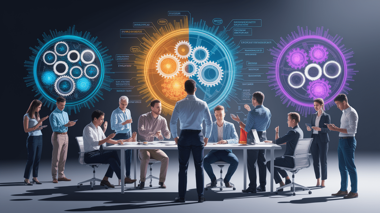 A conceptual illustration representing Psychological Principles for Human-Centered Design. Visualize the main ideas: . Creative but clear representation of the concept. Style: photorealistic. high quality, detailed, professional, clean composition, good lighting, sharp focus, well-composed. high quality, professional, detailed, well-composed