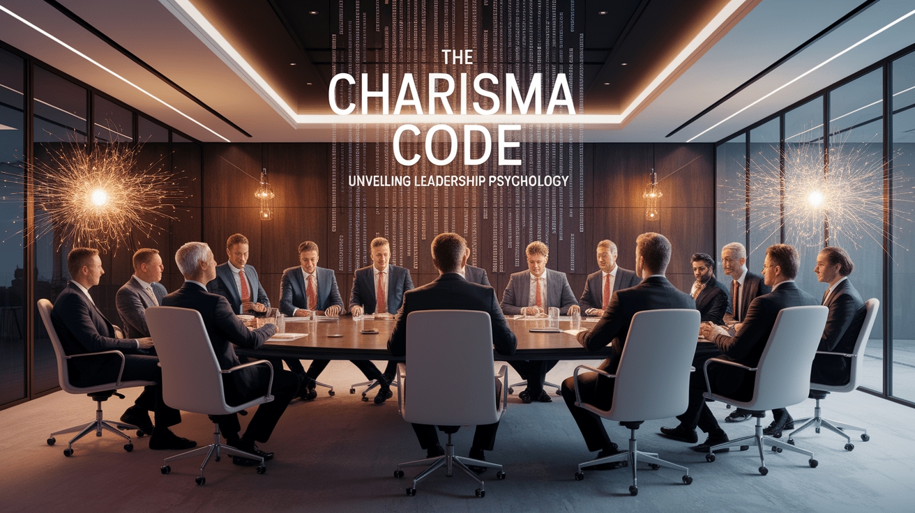 A conceptual illustration representing The Charisma Code: Unveiling Leadership Psychology. Visualize the main ideas: . Creative but clear representation of the concept. Style: photorealistic. high quality, detailed, professional, clean composition, good lighting, sharp focus, well-composed. high quality, professional, detailed, well-composed