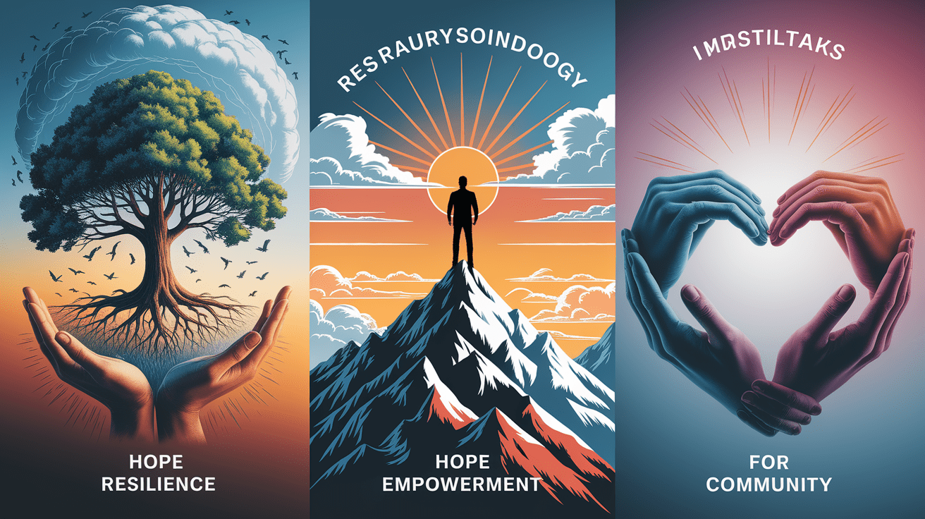 A conceptual illustration representing Core Principles of Recovery Psychology. Visualize the main ideas: . Creative but clear representation of the concept. Style: photorealistic. high quality, detailed, professional, clean composition, good lighting, sharp focus, well-composed. high quality, professional, detailed, well-composed