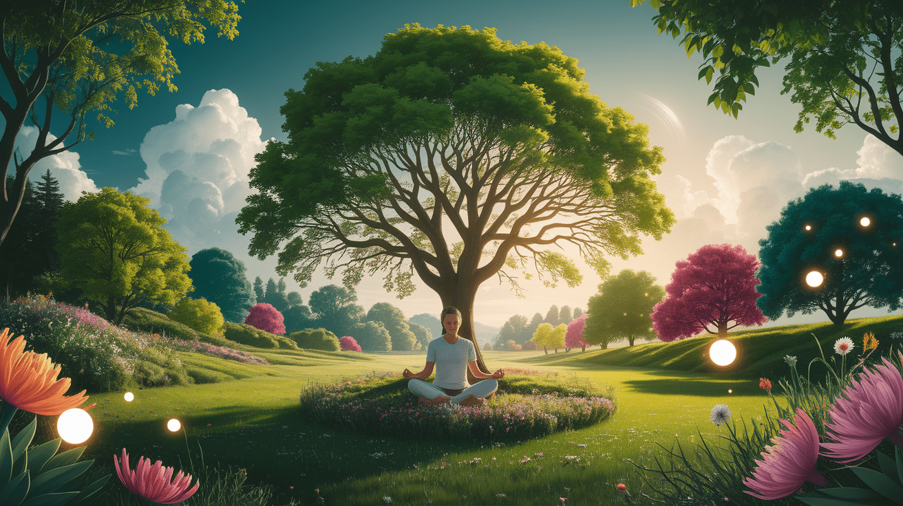 A conceptual illustration representing Conclusion: Embrace the Green for a Healthier Mind. Visualize the main ideas: . Creative but clear representation of the concept. Style: photorealistic. high quality, detailed, professional, clean composition, good lighting, sharp focus, well-composed. high quality, professional, detailed, well-composed