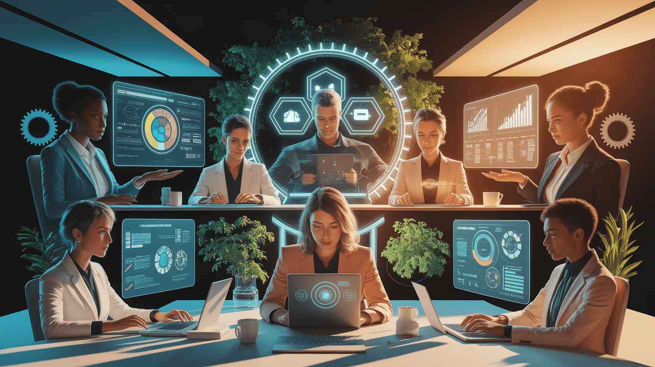 A conceptual illustration representing The Essence of Virtual Team Dynamics. Visualize the main ideas: . Creative but clear representation of the concept. Style: photorealistic. high quality, detailed, professional, clean composition, good lighting, sharp focus, well-composed. high quality, professional, detailed, well-composed