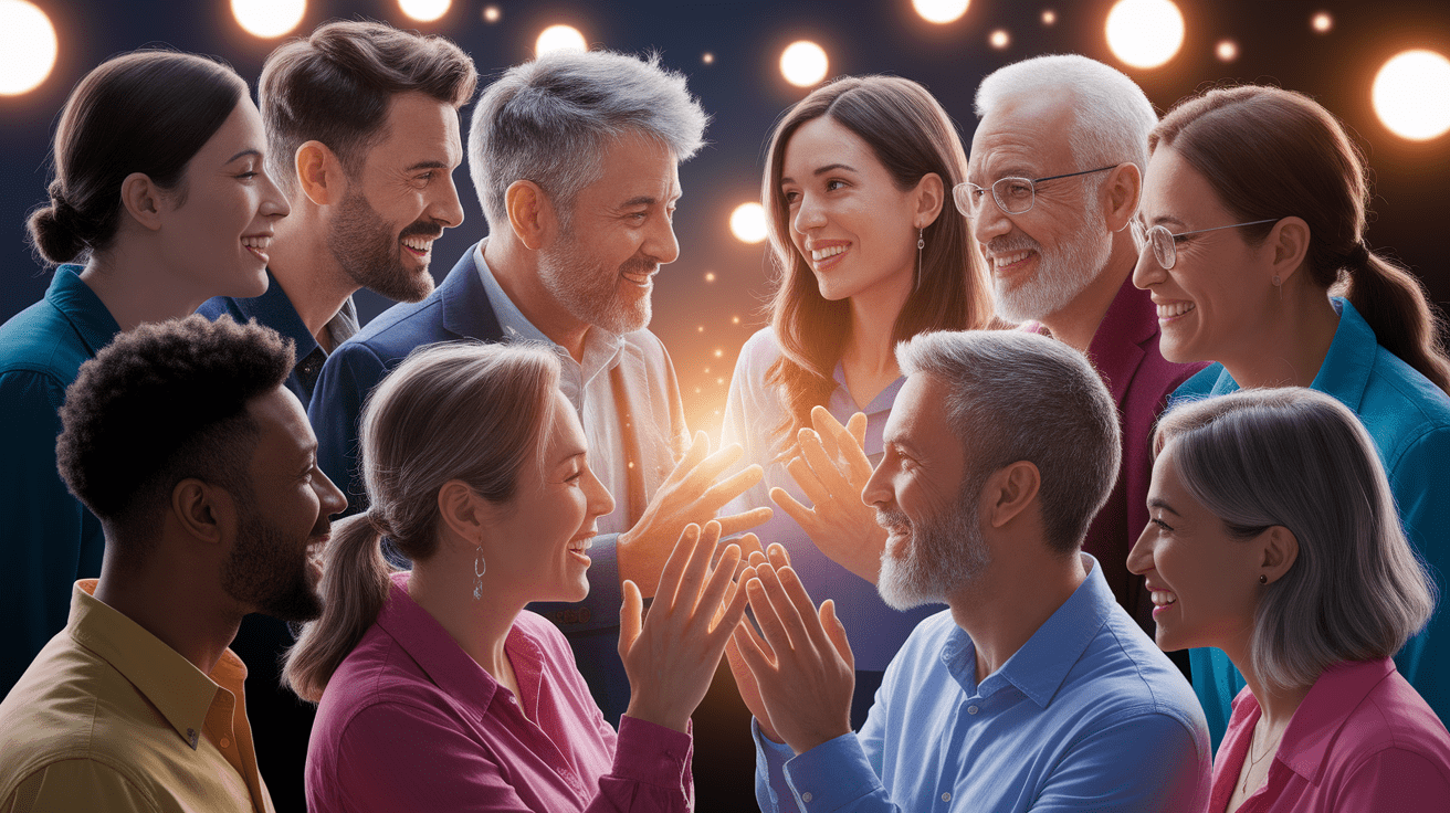 A conceptual illustration representing Instant Connections, Real Emotions. Visualize the main ideas: . Creative but clear representation of the concept. Style: photorealistic. high quality, detailed, professional, clean composition, good lighting, sharp focus, well-composed. high quality, professional, detailed, well-composed