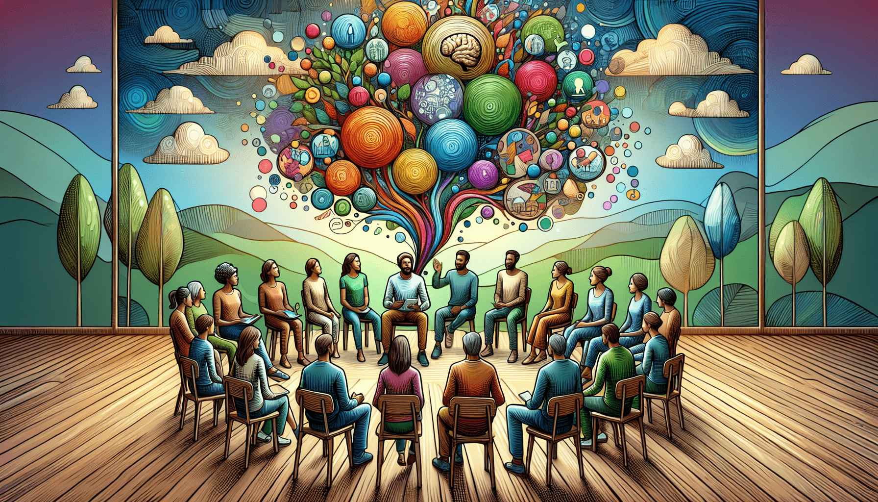 A conceptual illustration representing Understanding Narrative Therapy. Visualize the main ideas: . Creative but clear representation of the concept. Style: photorealistic. high quality, detailed, professional, clean composition, good lighting, sharp focus, well-composed. high quality, professional, detailed, well-composed