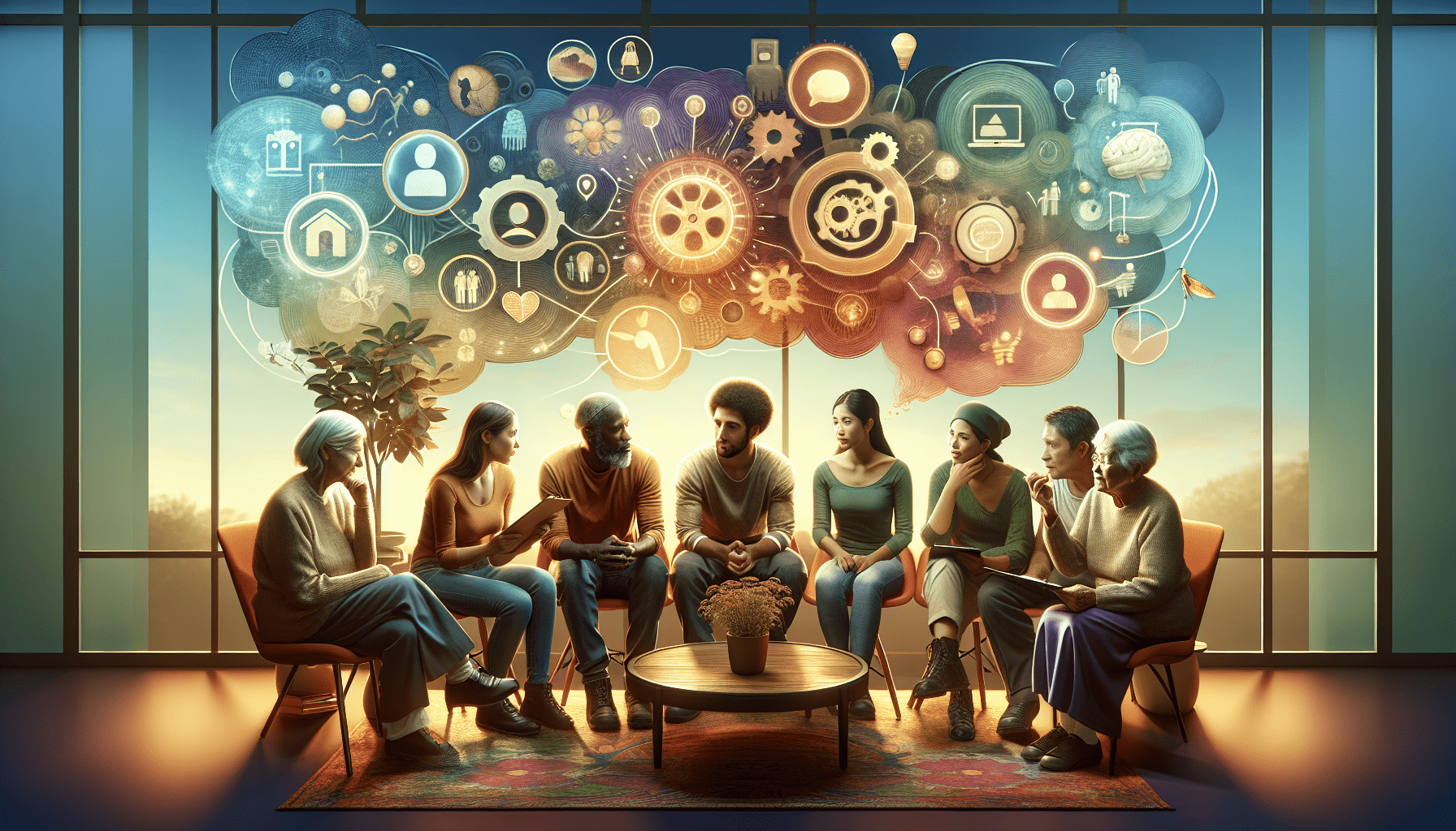 A conceptual illustration representing Mechanisms of Shared Remembering. Visualize the main ideas: . Creative but clear representation of the concept. Style: photorealistic. high quality, detailed, professional, clean composition, good lighting, sharp focus, well-composed. high quality, professional, detailed, well-composed