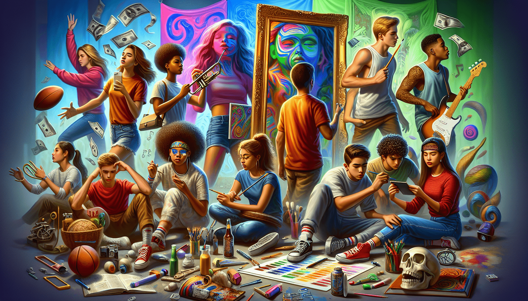 A conceptual illustration representing Adolescence: The Crucible of Identity. Visualize the main ideas: . Creative but clear representation of the concept. Style: photorealistic. high quality, detailed, professional, clean composition, good lighting, sharp focus, well-composed. high quality, professional, detailed, well-composed