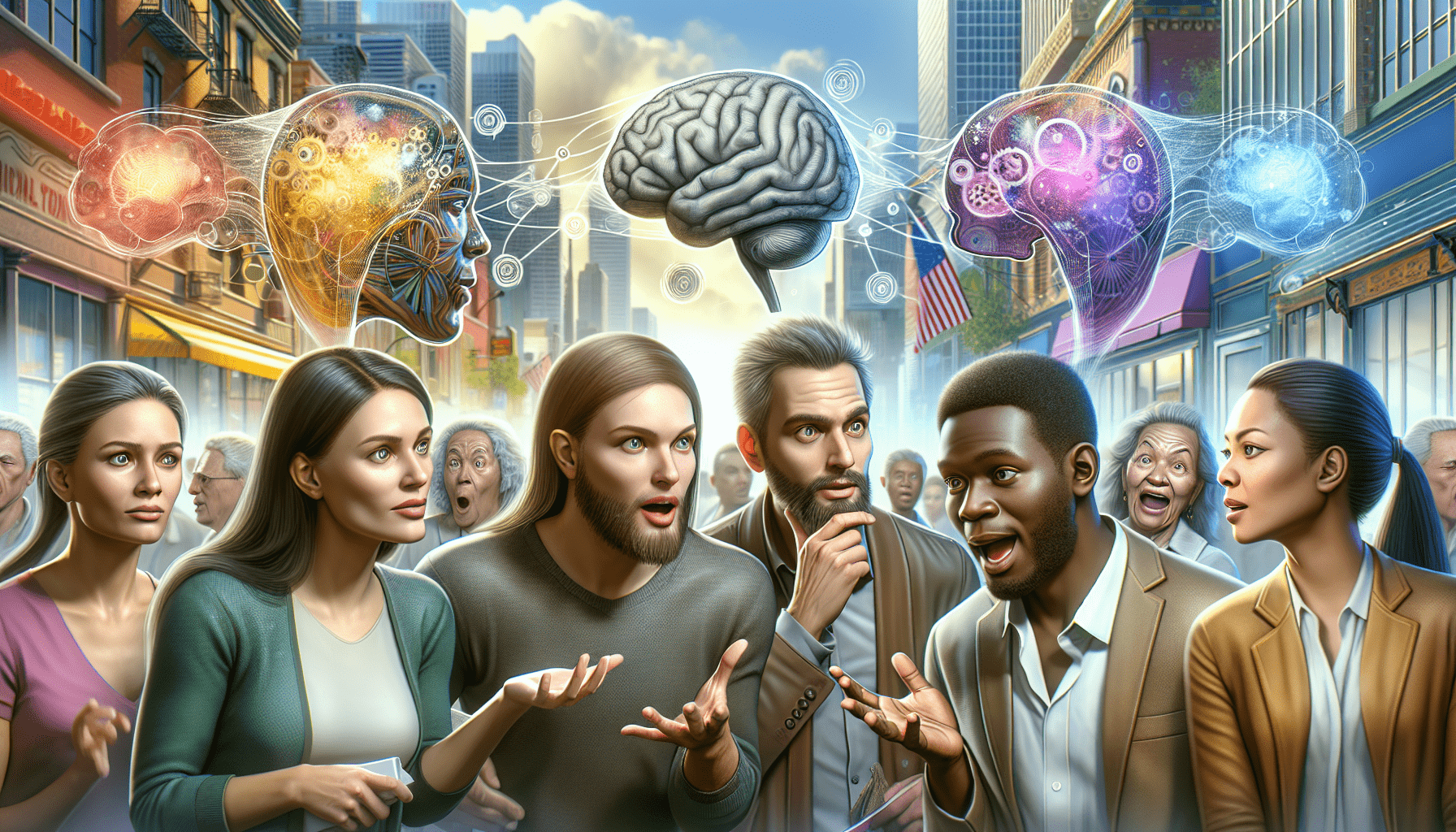 A conceptual illustration representing Cognitive and Social Influences. Visualize the main ideas: . Creative but clear representation of the concept. Style: photorealistic. high quality, detailed, professional, clean composition, good lighting, sharp focus, well-composed. high quality, professional, detailed, well-composed