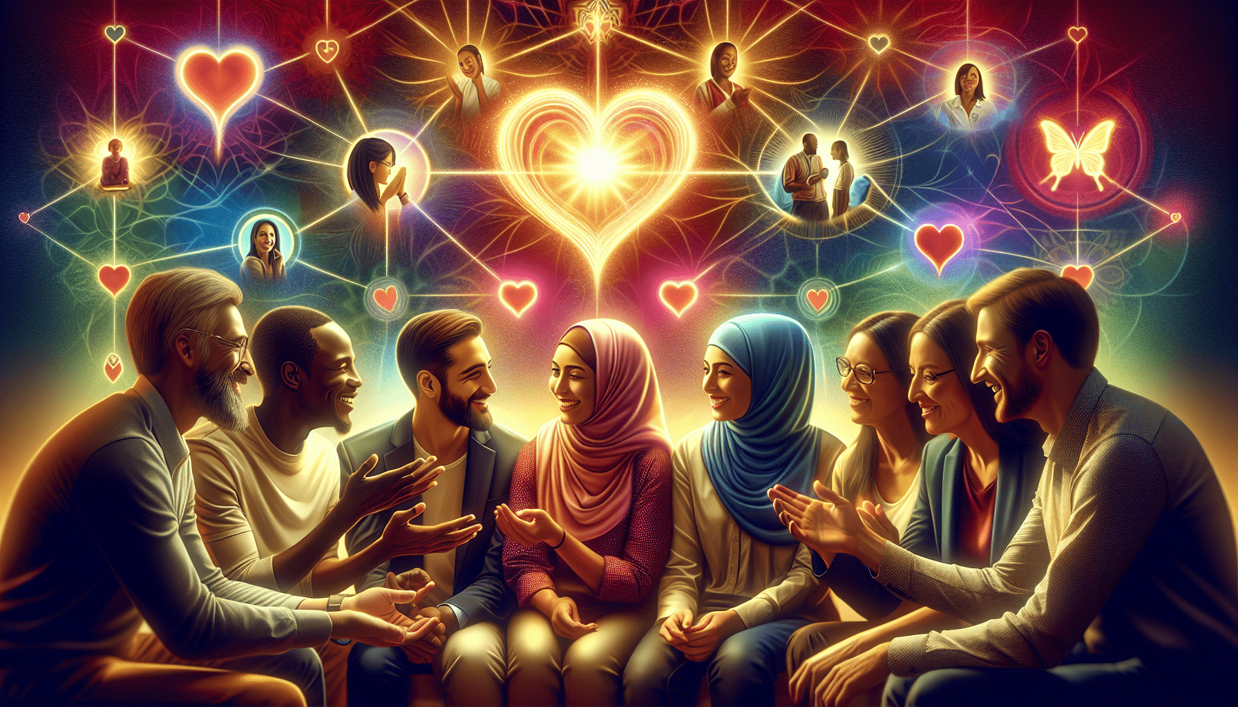 A conceptual illustration representing Building Stronger Bonds with Emotional Intelligence. Visualize the main ideas: . Creative but clear representation of the concept. Style: photorealistic. high quality, detailed, professional, clean composition, good lighting, sharp focus, well-composed. high quality, professional, detailed, well-composed