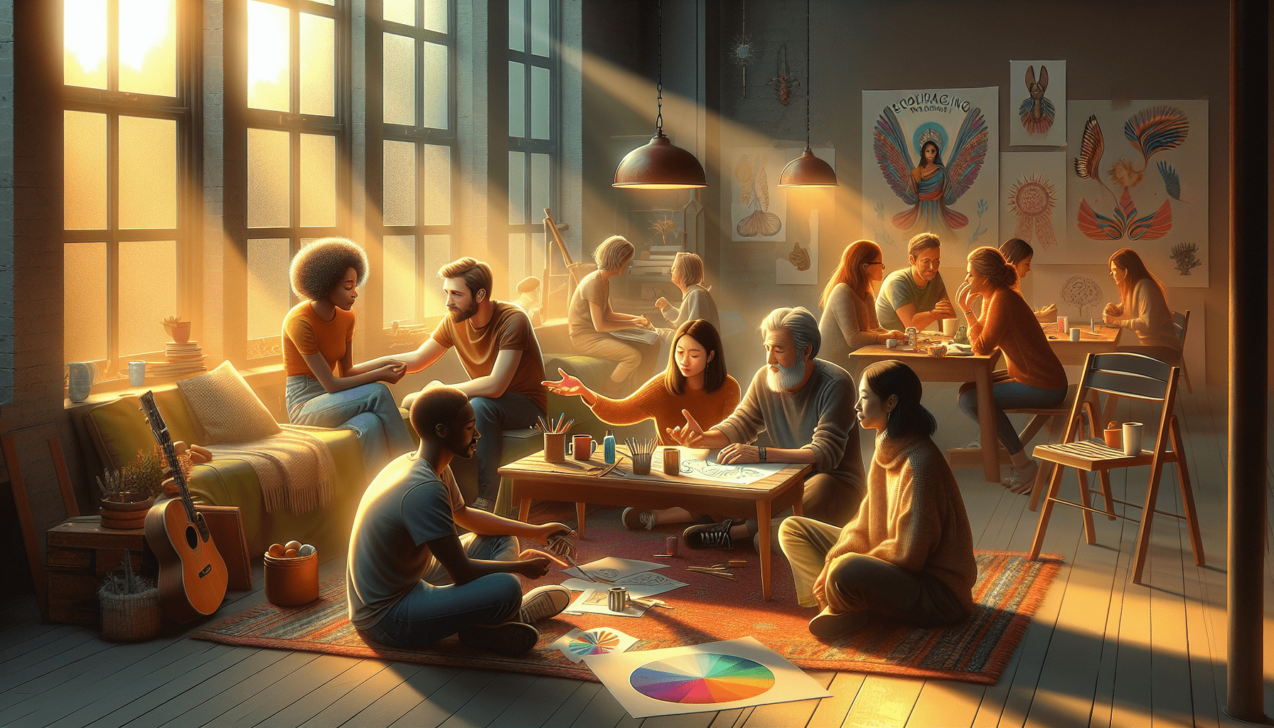 A conceptual illustration representing Building Supportive Relationships. Visualize the main ideas: . Creative but clear representation of the concept. Style: photorealistic. high quality, detailed, professional, clean composition, good lighting, sharp focus, well-composed. high quality, professional, detailed, well-composed