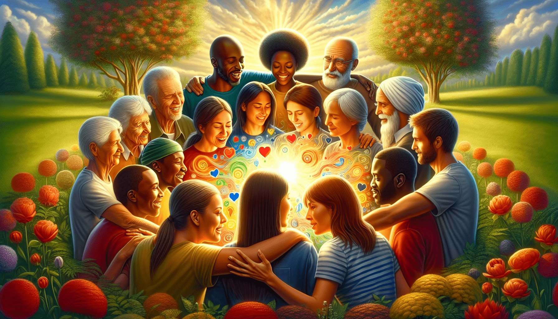 A conceptual illustration representing Social and Emotional Growth - The Human Connection. Visualize the main ideas: . Creative but clear representation of the concept. Style: photorealistic. high quality, detailed, professional, clean composition, good lighting, sharp focus, well-composed. high quality, professional, detailed, well-composed