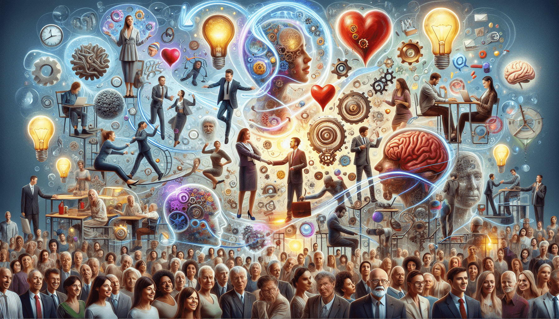 A conceptual illustration representing Psychological Concepts in Action. Visualize the main ideas: . Creative but clear representation of the concept. Style: photorealistic. high quality, detailed, professional, clean composition, good lighting, sharp focus, well-composed. high quality, professional, detailed, well-composed